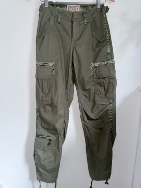 Abercrombie & Fitch Olive Green Paratrooper Utility Cargo Pants Y2K Size 25 0R